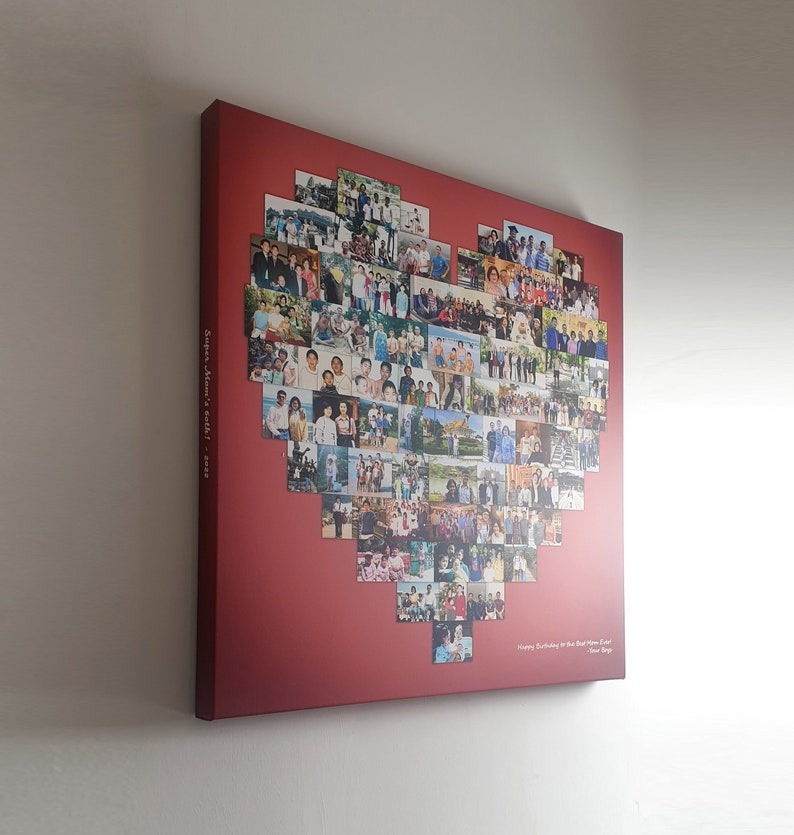 Personalized Heart Photo Collage Canvas Print - Mother's Day Gift