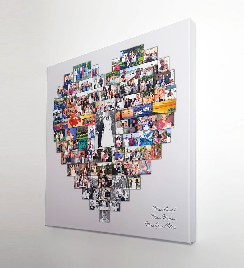 Personalized Heart Photo Collage Canvas Print - Mother's Day Gift