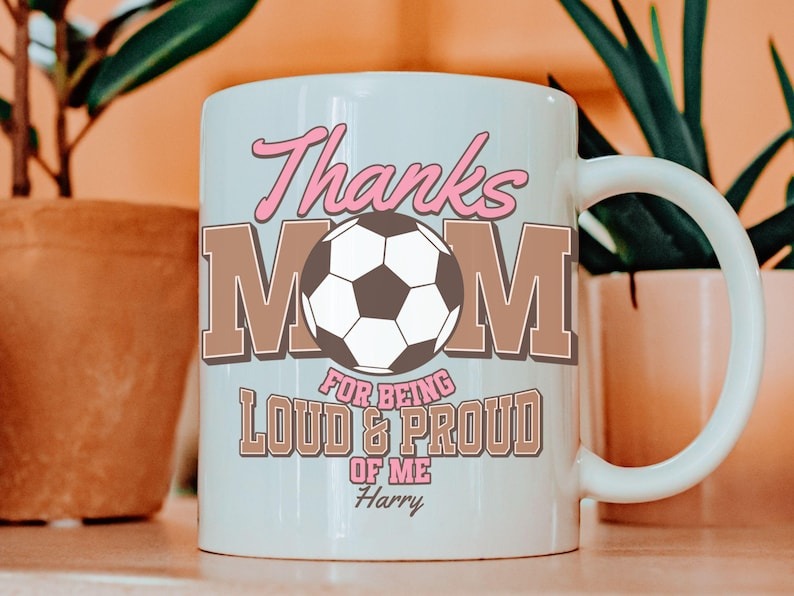 Soccer Mom Mug, Football Mom Coffee Mug, Personalized Sports Mom Cup, Mother's Day Gift for Mom, Proud Mama Game Day Gift