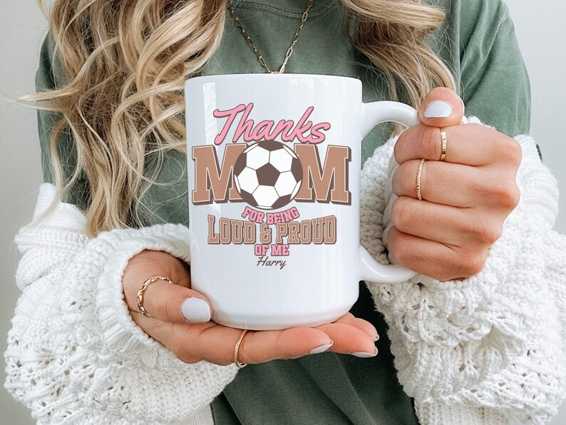 Soccer Mom Mug, Football Mom Coffee Mug, Personalized Sports Mom Cup, Mother's Day Gift for Mom, Proud Mama Game Day Gift