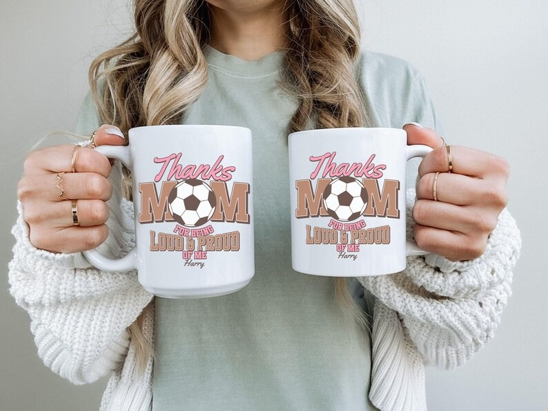 Soccer Mom Mug, Football Mom Coffee Mug, Personalized Sports Mom Cup, Mother's Day Gift for Mom, Proud Mama Game Day Gift