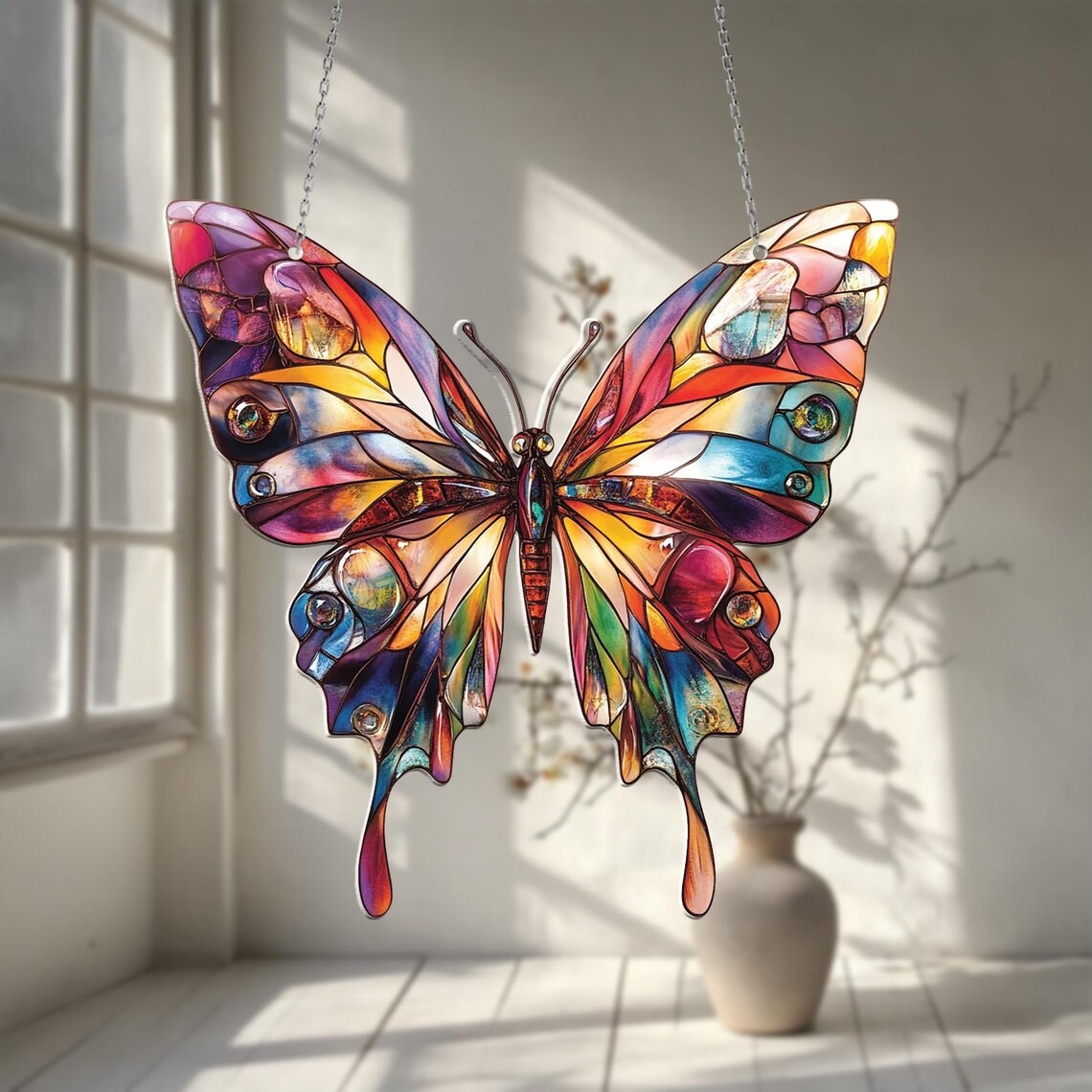 Butterfly Tree Acrylic Window Hanging Nature Home Decor