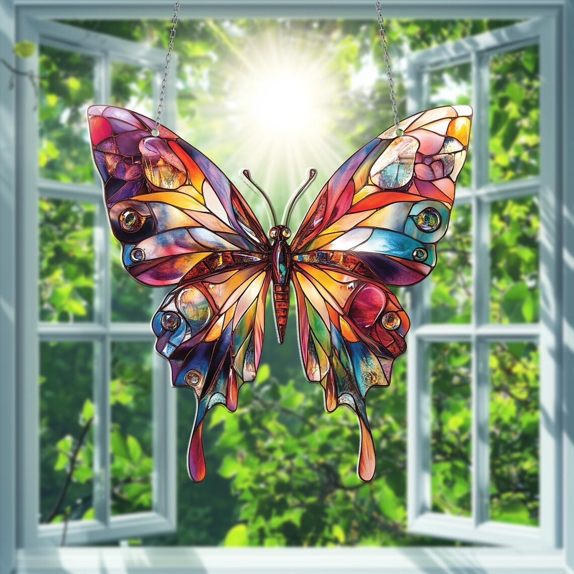 Butterfly Tree Acrylic Window Hanging Nature Home Decor
