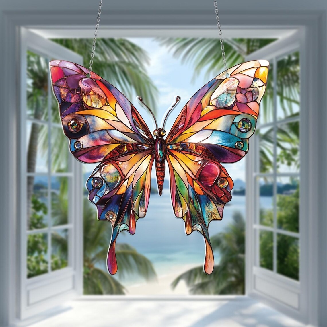 Butterfly Tree Acrylic Window Hanging Nature Home Decor