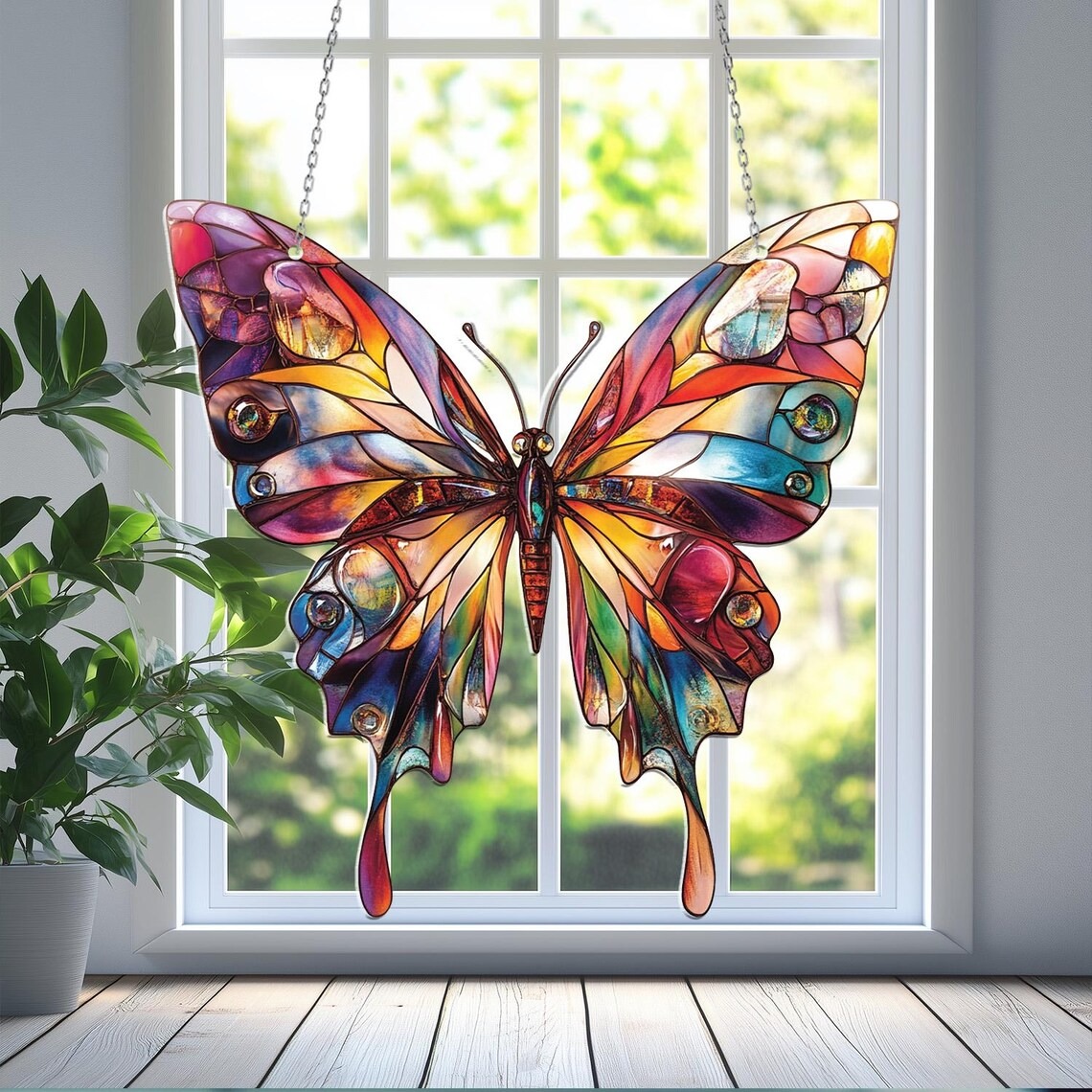 Butterfly Tree Acrylic Window Hanging Nature Home Decor