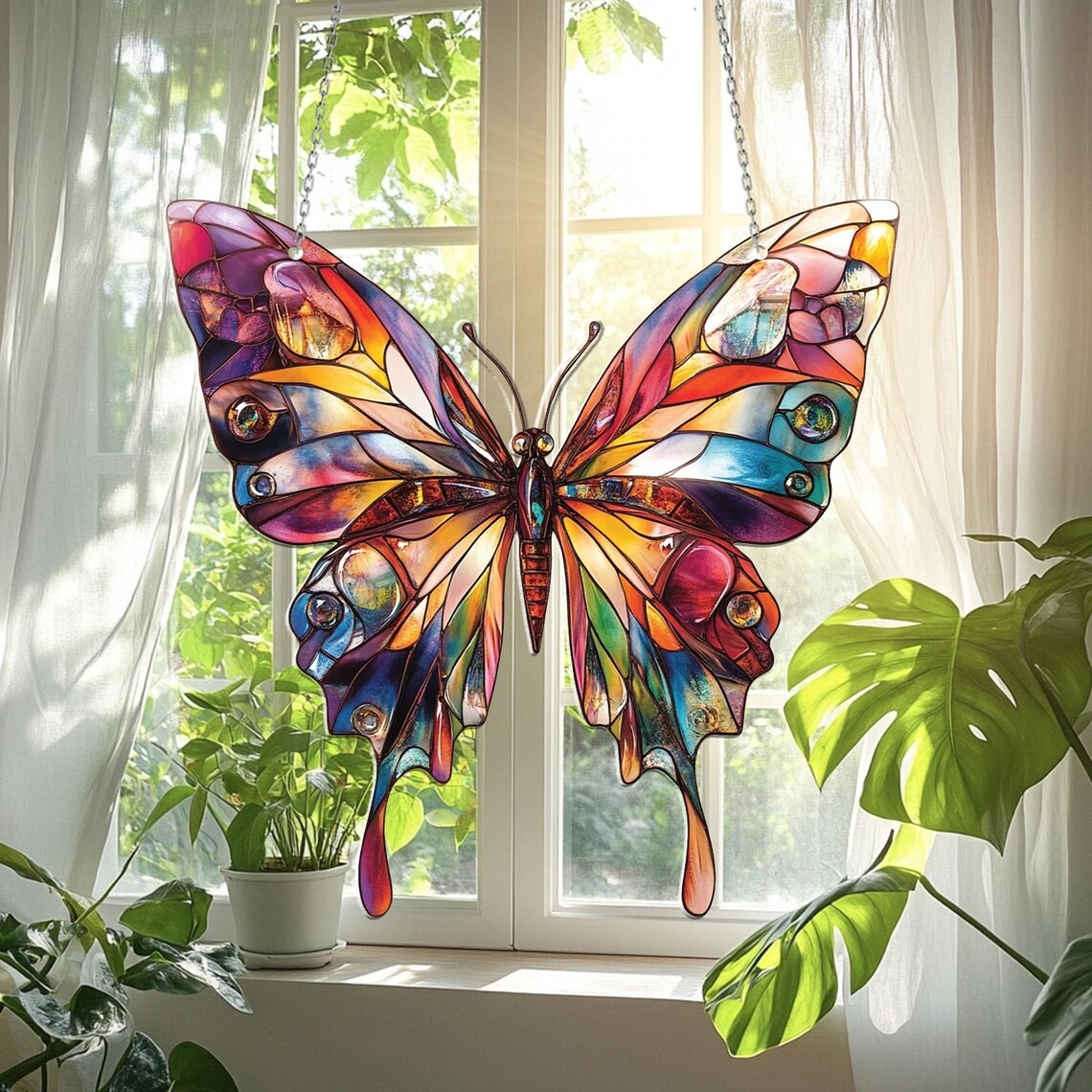 Butterfly Tree Acrylic Window Hanging Nature Home Decor