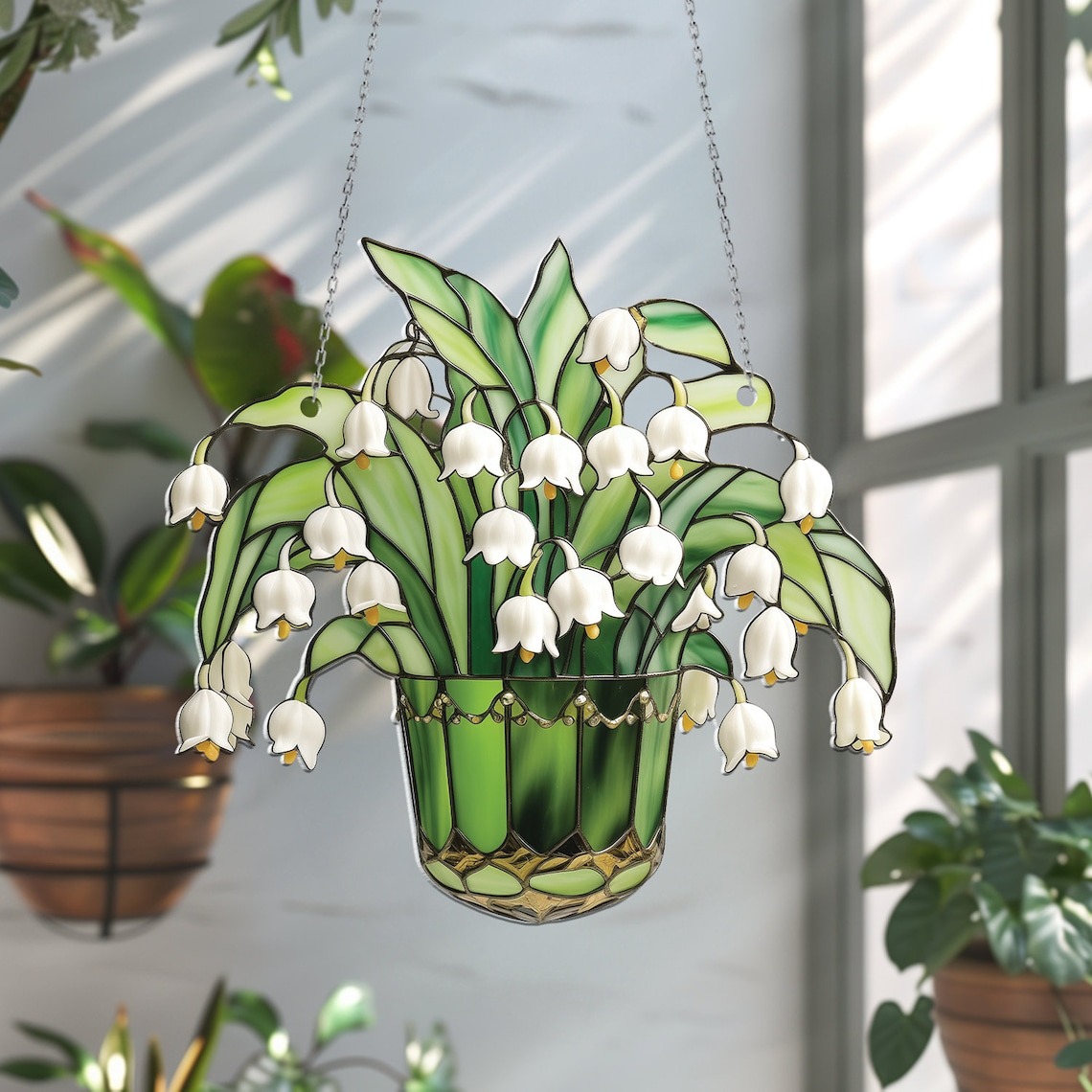 Lily of the Valley Acrylic Window Hanging Floral Home Decor