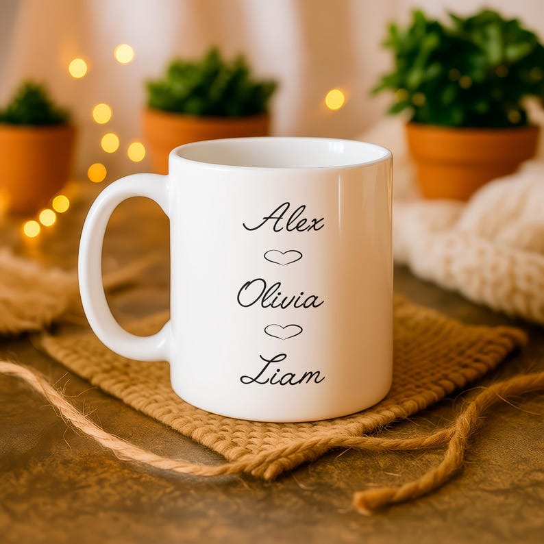 Personalized Mom Mug with Kids Names, Custom Mommy Floral Coffee Cup, Wildflower Ceramic Mug, Mother's Day Gift for Mom