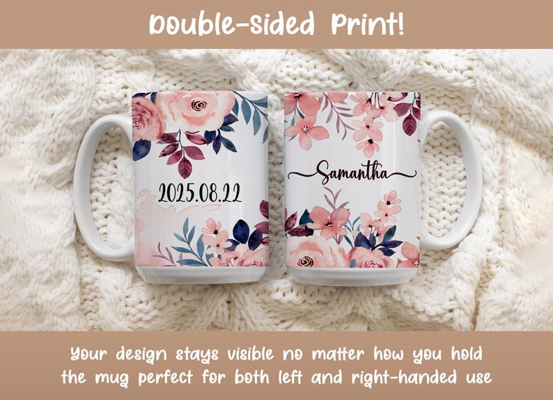 Personalized Mom Mug with Kids Names, Custom Mommy Floral Coffee Cup, Wildflower Ceramic Mug, Mother's Day Gift for Mom