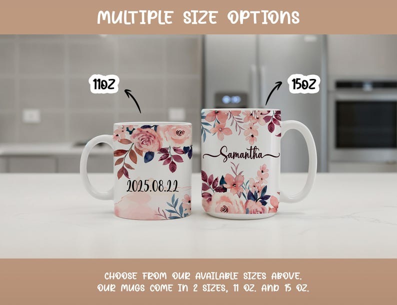 Personalized Mom Mug with Kids Names, Custom Mommy Floral Coffee Cup, Wildflower Ceramic Mug, Mother's Day Gift for Mom