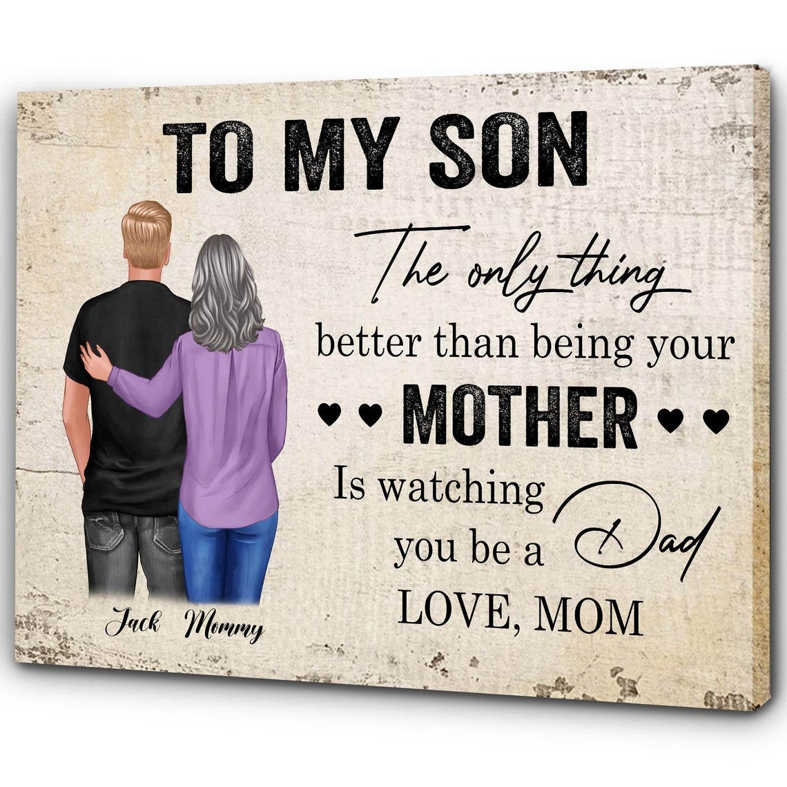 Mother's Day Canvas Painting, Mother and Child Canvas Painting Personalized Name, Gift for Mother's day, For Home decor, Wall art