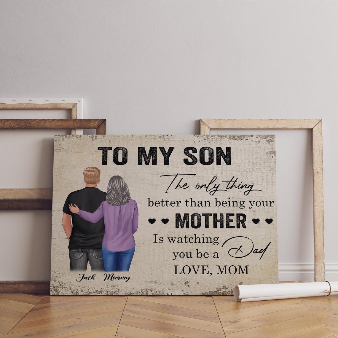 Mother's Day Canvas Painting, Mother and Child Canvas Painting Personalized Name, Gift for Mother's day, For Home decor, Wall art