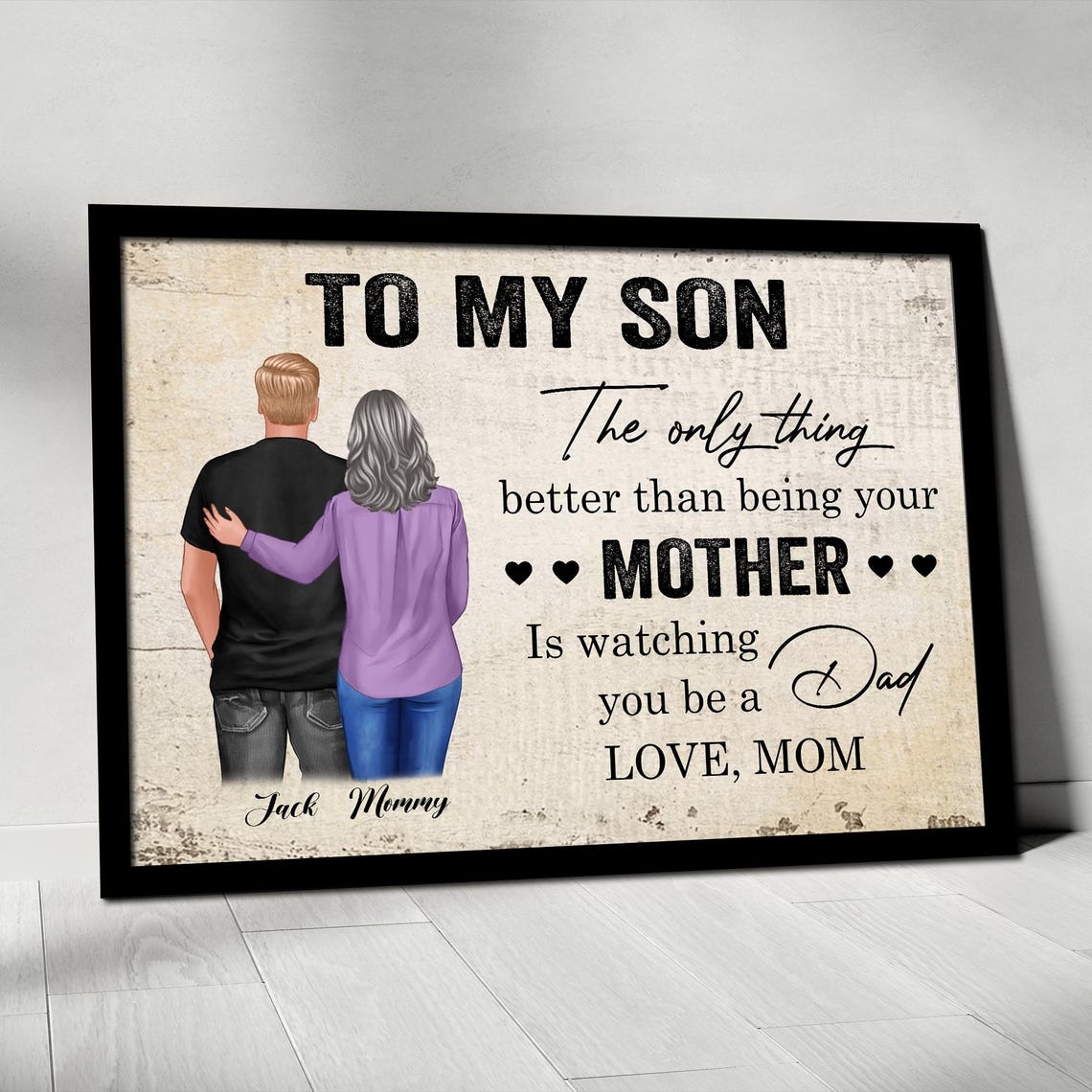 Mother's Day Canvas Painting, Mother and Child Canvas Painting Personalized Name, Gift for Mother's day, For Home decor, Wall art