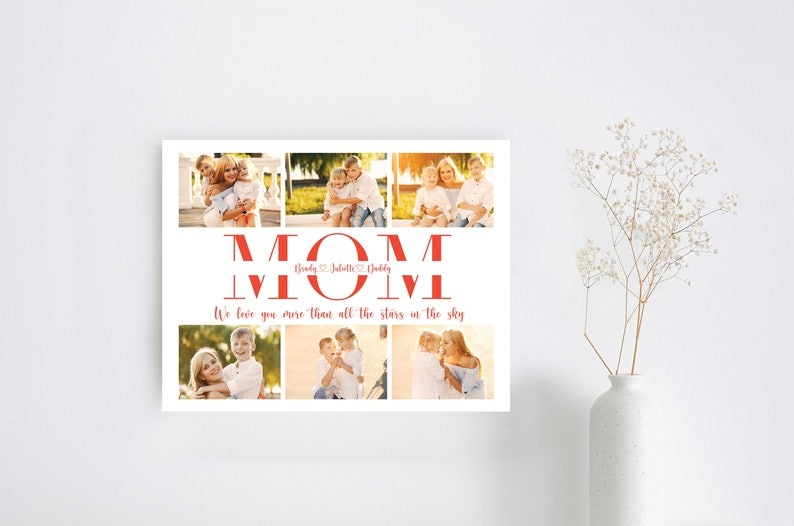 Mom Photo Canvas Print — Mother's Day Wall Decor, Custom Font, Background, stain and size choices!