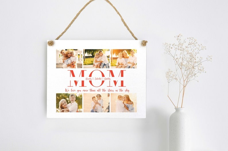 Mom Photo Canvas Print — Mother's Day Wall Decor, Custom Font, Background, stain and size choices!