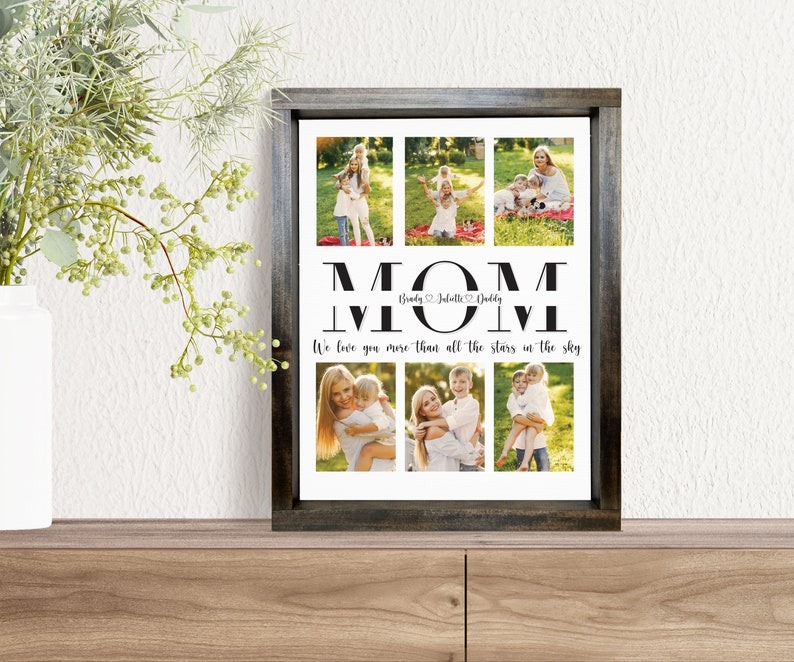 Mom Photo Canvas Print — Mother's Day Wall Decor, Custom Font, Background, stain and size choices!