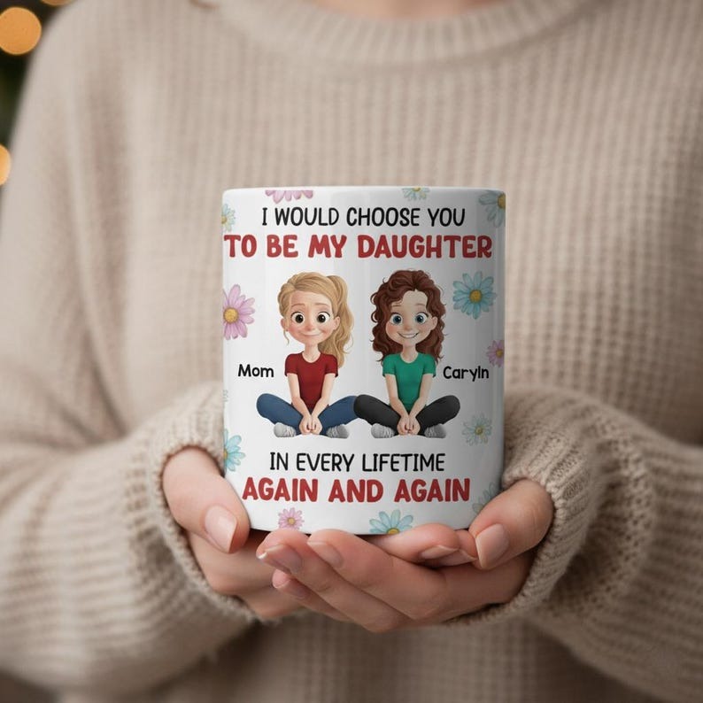 Personalized Mom and Daughter Coffee Mug, Mother Daughter Mug, Family Love Keepsake, Gift from Daughter to Mom, Mother's Day Gift