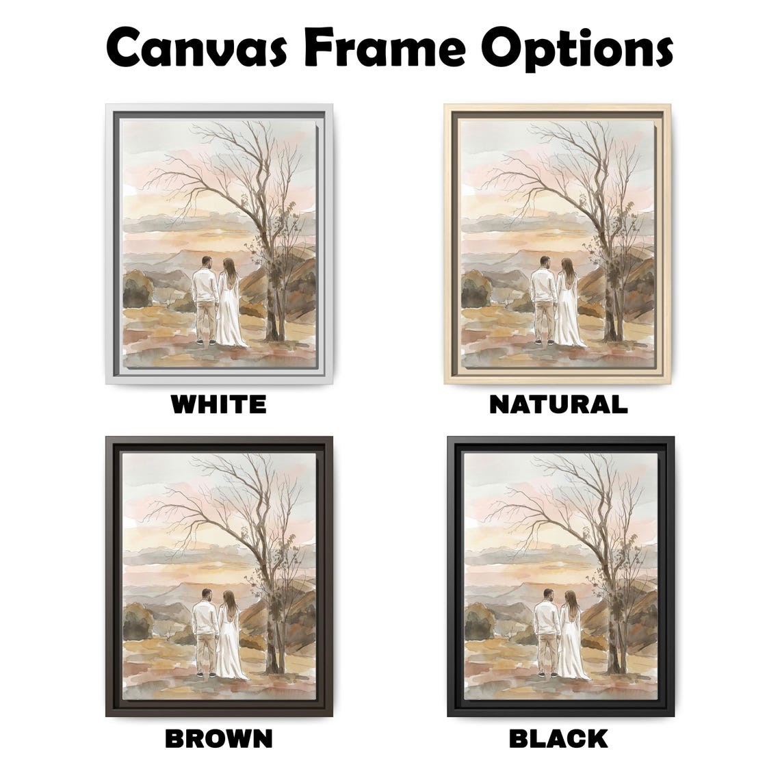 Custom Watercolor Portrait, Personalized Painting from Photo, Unique Mothers Day Gift, Wedding Anniversary, Canvas