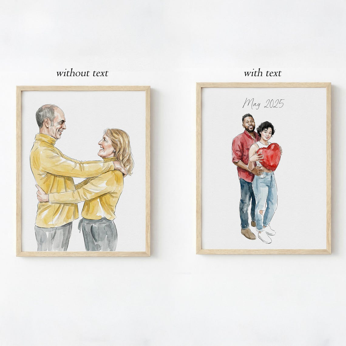 Custom Watercolor Portrait, Personalized Painting from Photo, Unique Mothers Day Gift, Wedding Anniversary, Canvas