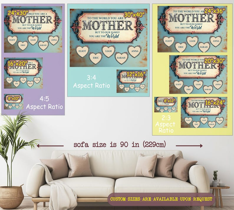 Personalized Mom Canvas Art: Custom Photo Collage with Family Names