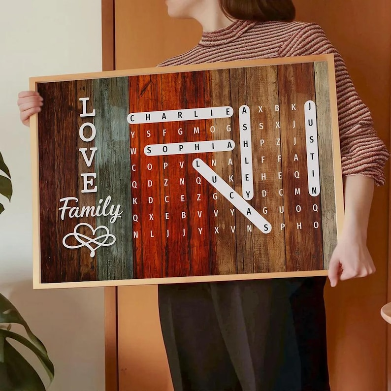 Personalized Family Word Puzzle Names Canvas, Custom Mom Gift, You Are The Piece That Holds Us Together, Mothers Day Gift, Family Canvas