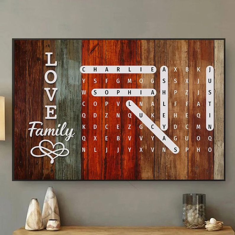 Personalized Family Word Puzzle Names Canvas, Custom Mom Gift, You Are The Piece That Holds Us Together, Mothers Day Gift, Family Canvas