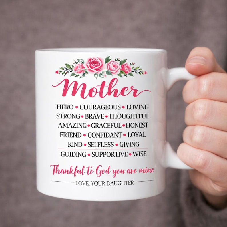 Thankful to God Mom Mug, Christian Floral Coffee Mug for Mom, Religious Mother's Day Gift, Faith Inspired Mom Cup