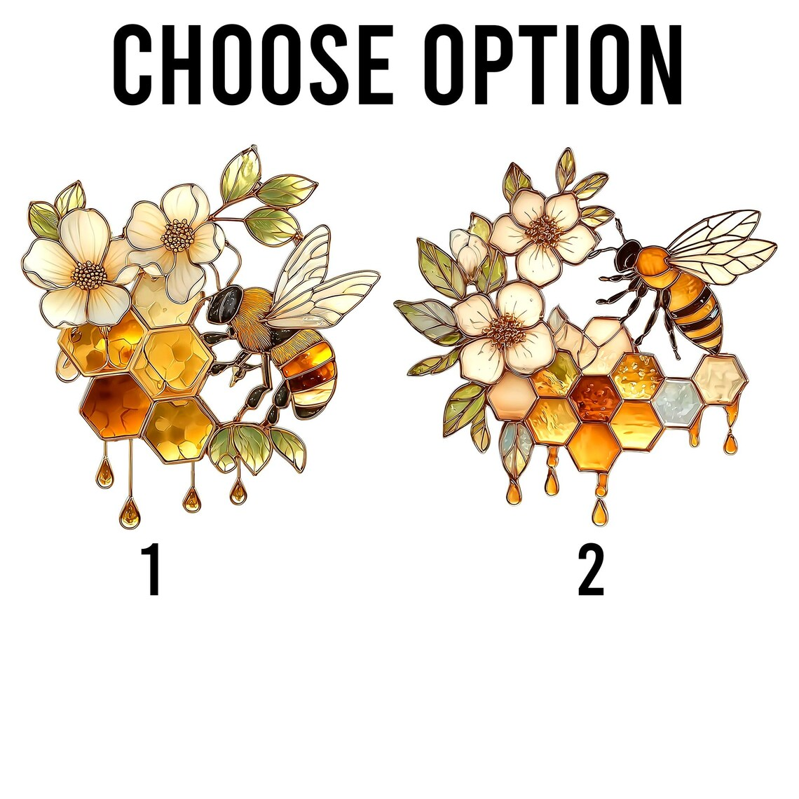 Bee Honeycomb Suncatcher, Stained Glass Style Window Hanging, Nature Decor