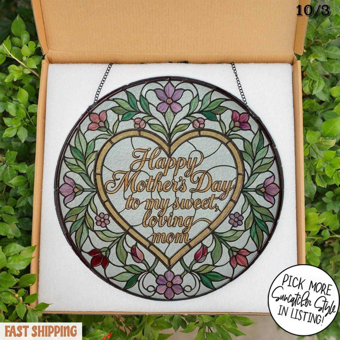 Custom Love Mom Stained Glass Suncatcher, Mother's Day Gift, Birthday Gift