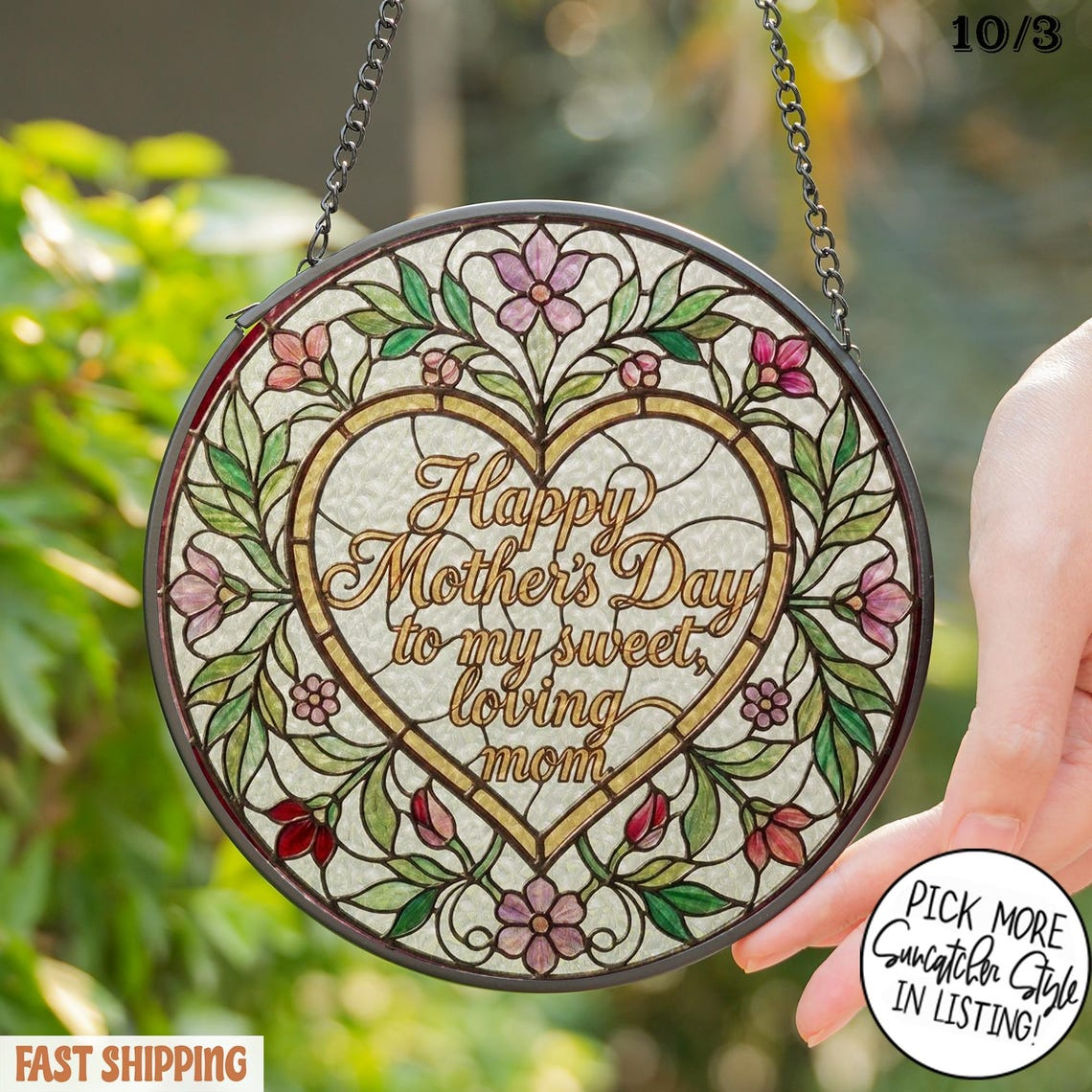 Custom Love Mom Stained Glass Suncatcher, Mother's Day Gift, Birthday Gift