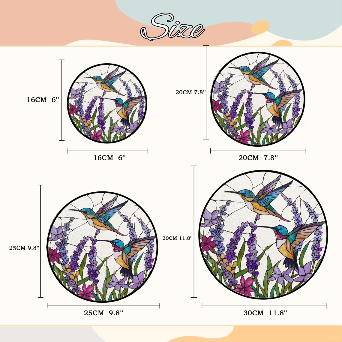 Hummingbird Stained Glass Suncatcher, Mother's Day Gift for Mom Grandma, Window Hanging Bird Art, Sympathy Memory Gift, Spring Decor