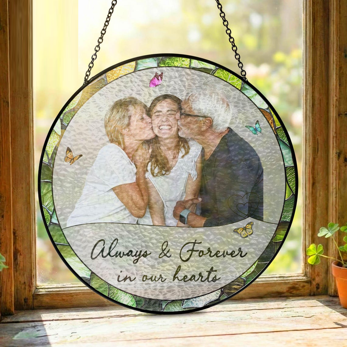 Custom Photo Portrait Glass Suncatcher, Loss of Mom Dad, Photo Memorial Suncatcher, Sympathy Gifts, Remembrance Gifts, Memorial Grandma Gift