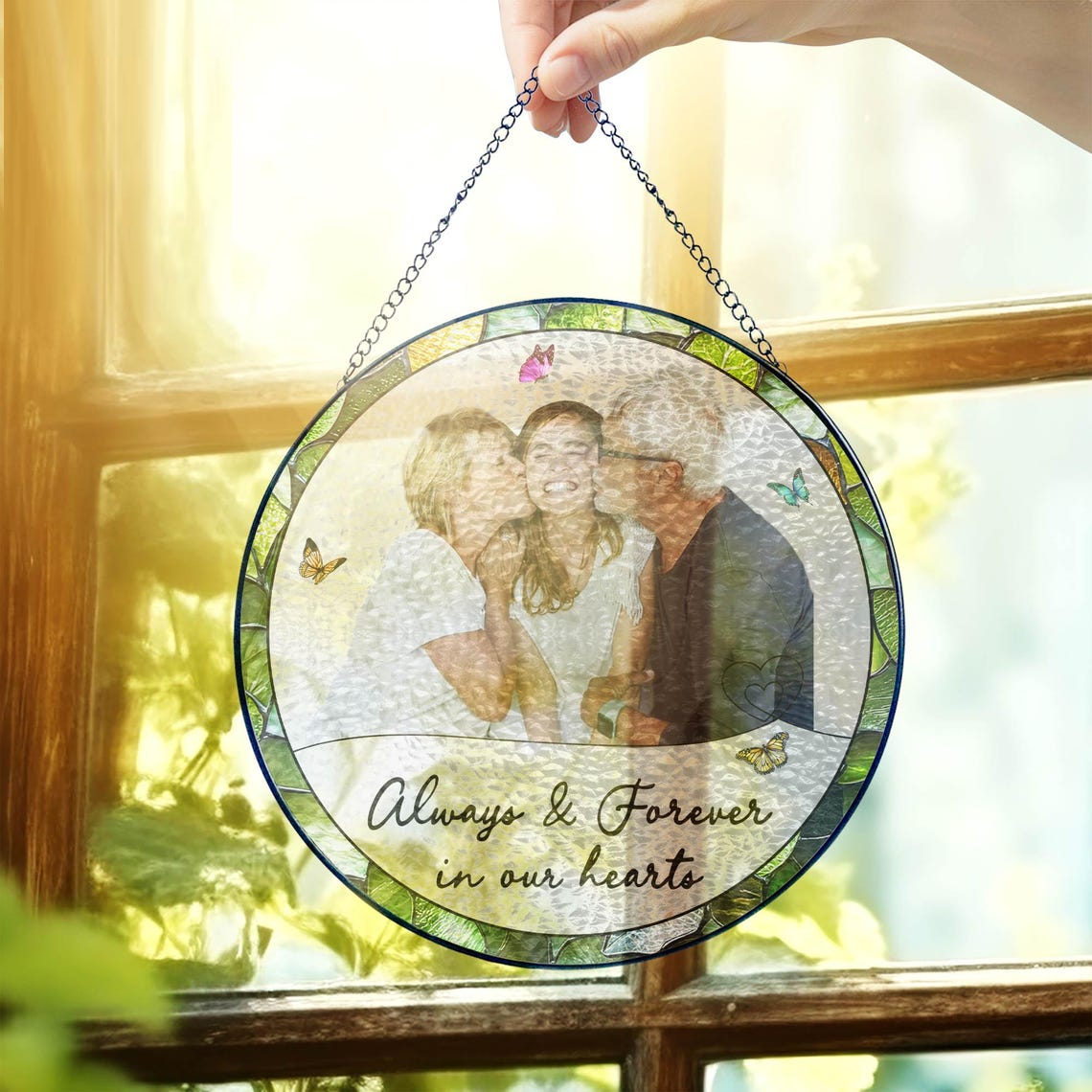 Custom Photo Portrait Glass Suncatcher, Loss of Mom Dad, Photo Memorial Suncatcher, Sympathy Gifts, Remembrance Gifts, Memorial Grandma Gift