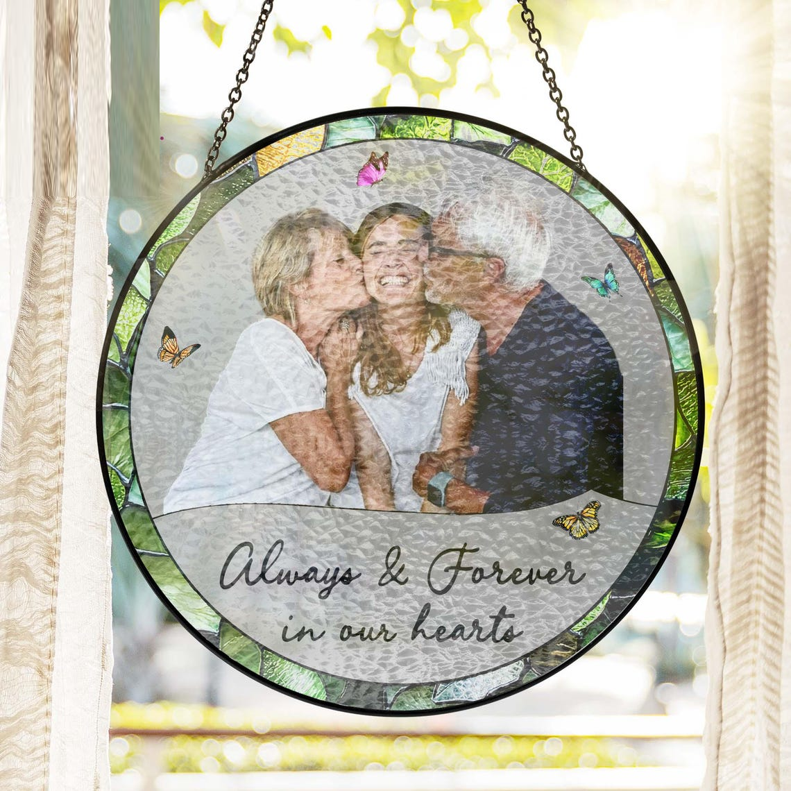 Custom Photo Portrait Glass Suncatcher, Loss of Mom Dad, Photo Memorial Suncatcher, Sympathy Gifts, Remembrance Gifts, Memorial Grandma Gift