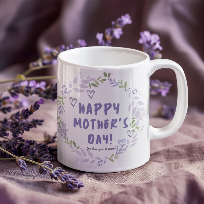 Happy Mother's Day Floral Wreath Mug, gift for mom