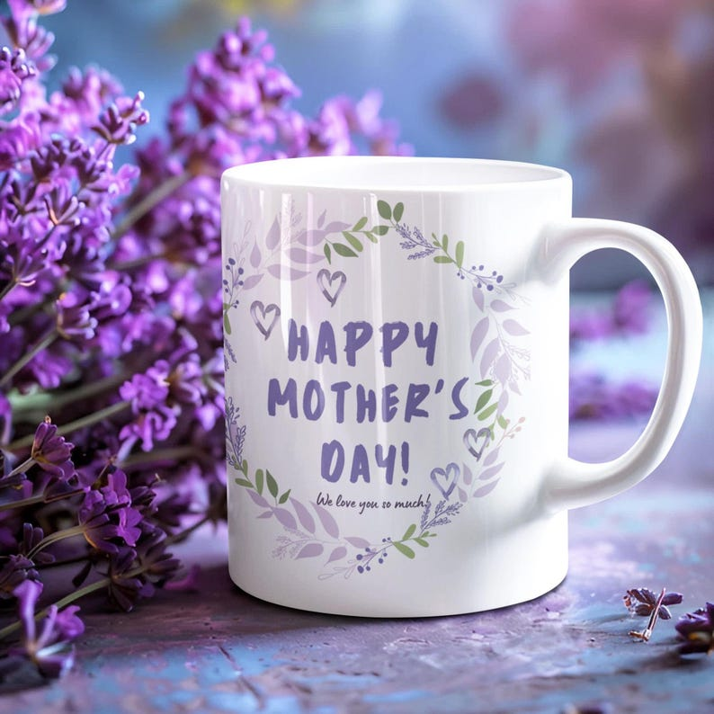 Happy Mother's Day Floral Wreath Mug, gift for mom