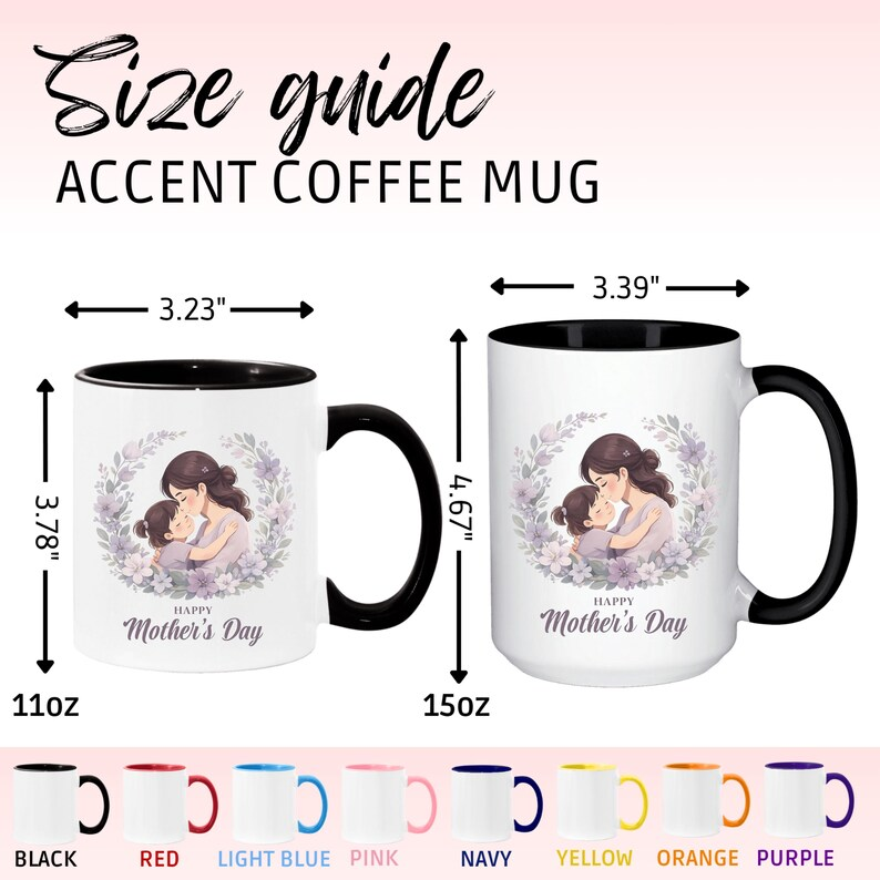 Heartfelt Happy Mothers Day Mug, Floral Mom and Child Coffee Mug, Gift for Mom from Daughter or Son