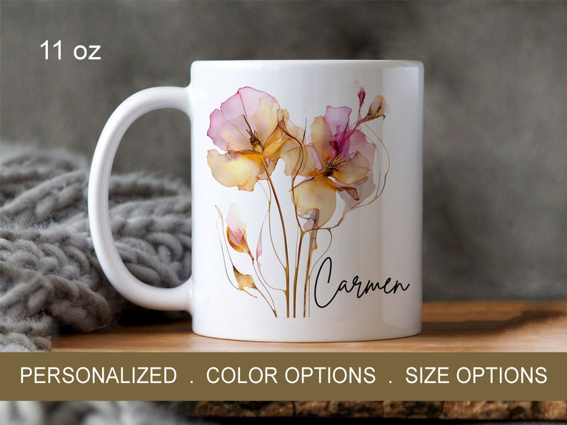 Personalized Daughter Mug, Floral Coffee Mug, Birthday Gift for Daughter, Christmas Gift from Mom