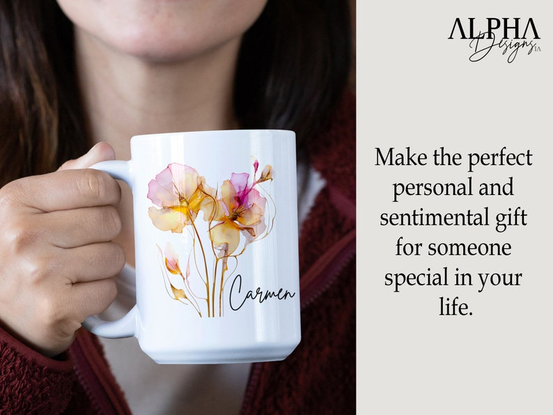 Personalized Daughter Mug, Floral Coffee Mug, Birthday Gift for Daughter, Christmas Gift from Mom