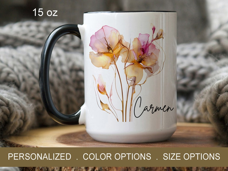 Personalized Daughter Mug, Floral Coffee Mug, Birthday Gift for Daughter, Christmas Gift from Mom