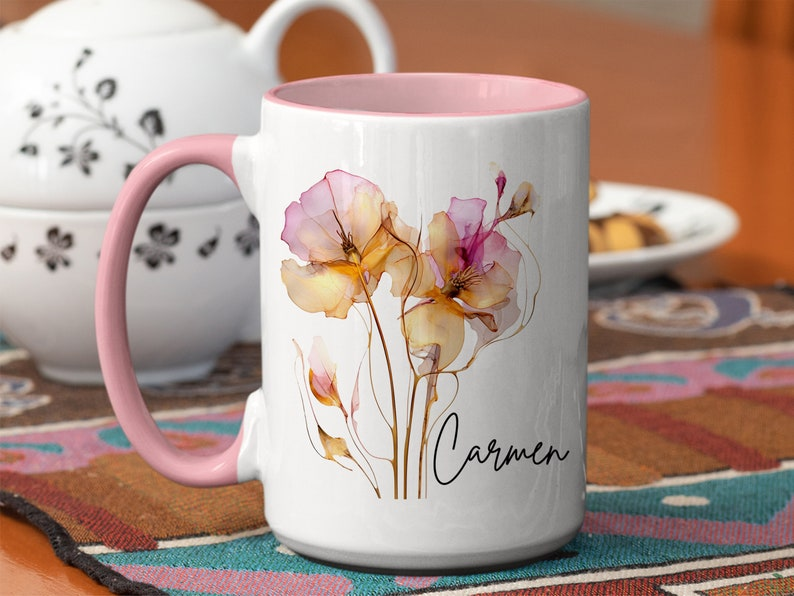 Personalized Daughter Mug, Floral Coffee Mug, Birthday Gift for Daughter, Christmas Gift from Mom