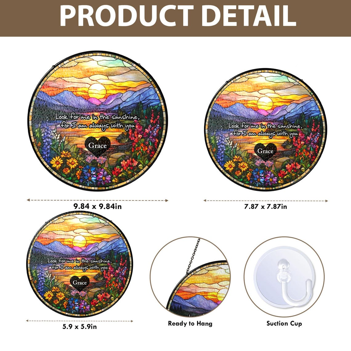 Memorial Stained Glass Suncatcher Sympathy Gift, Loss Of Mom Family Ornament, Dad Remembrance Keepsake, In Loving Memory