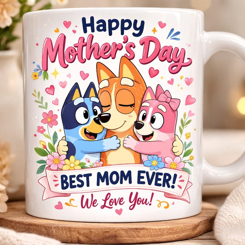 Bluey Happy Mother's Day Mug Best Mom Ever Gift Coffee Cup
