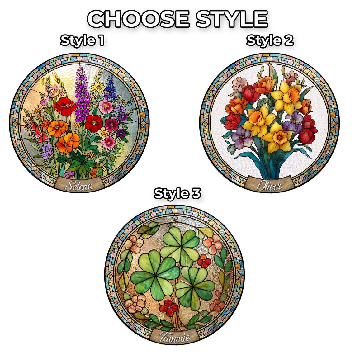 Personalized Mama Garden Suncatcher,Birth Flower Stained Glass Window Hanging,Mother’s Day Gift for Mom Grandma,Wildflower Glass Art Decor