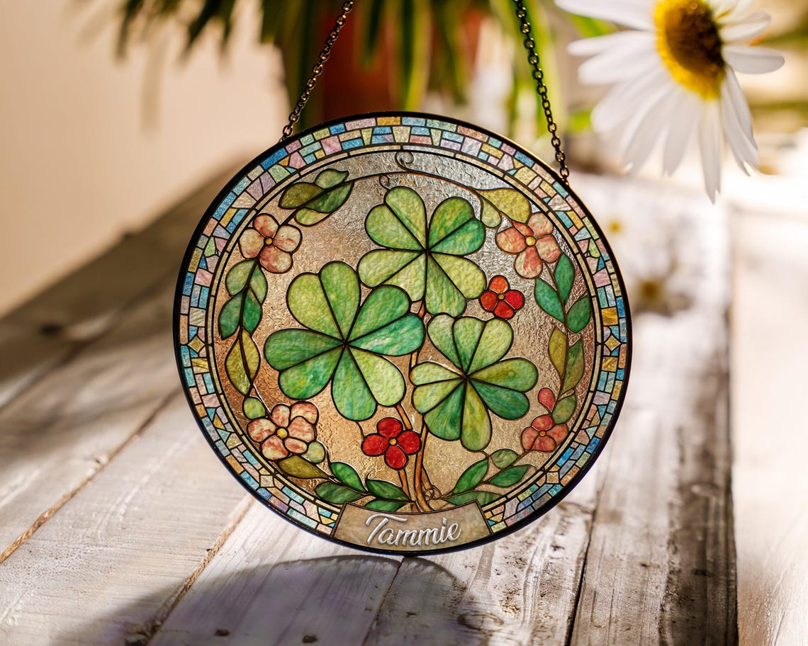 Personalized Mama Garden Suncatcher,Birth Flower Stained Glass Window Hanging,Mother’s Day Gift for Mom Grandma,Wildflower Glass Art Decor