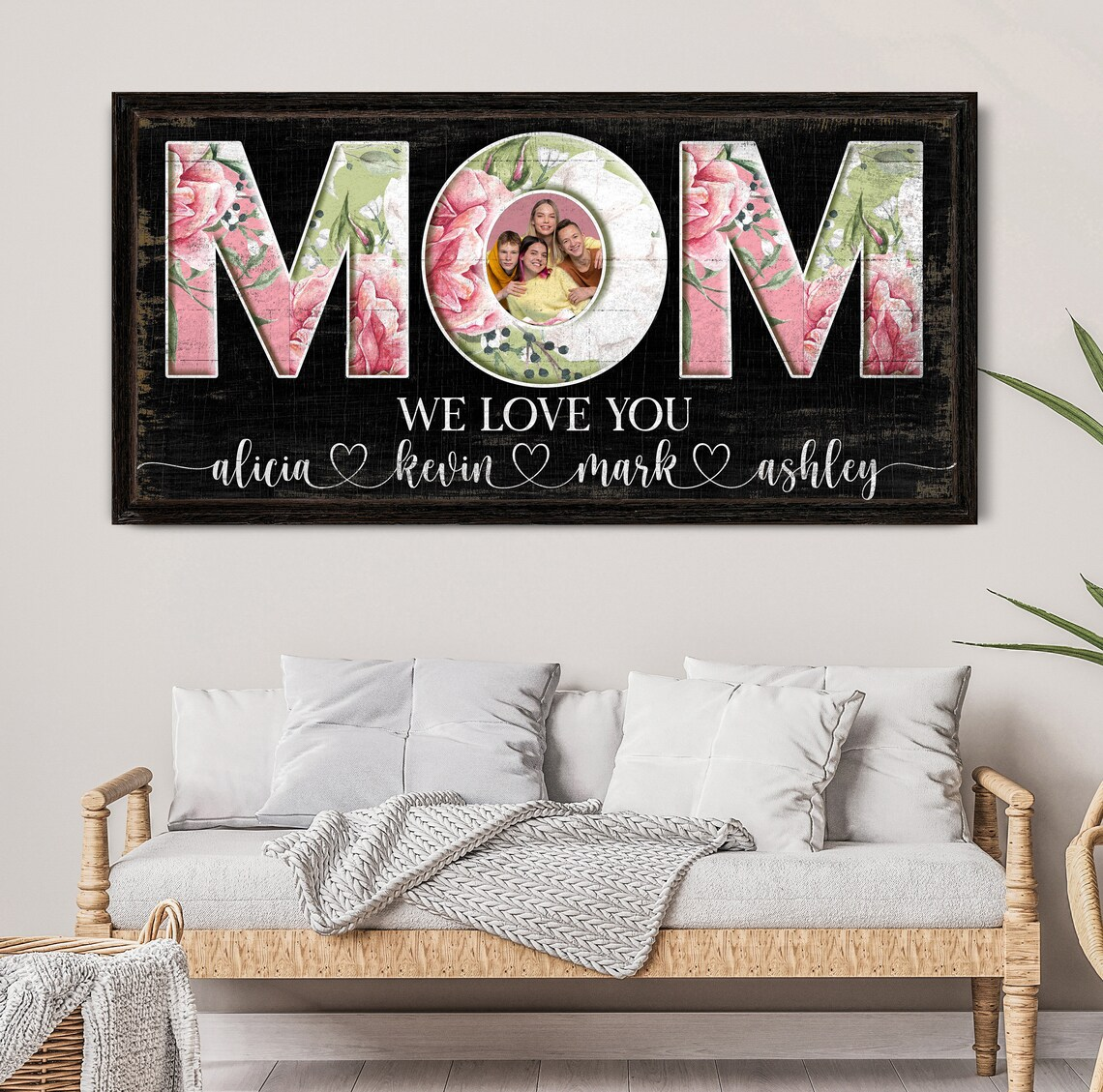 Personalized Mom Sign, Custom Family Photo Decor, Custom Kids Names ...