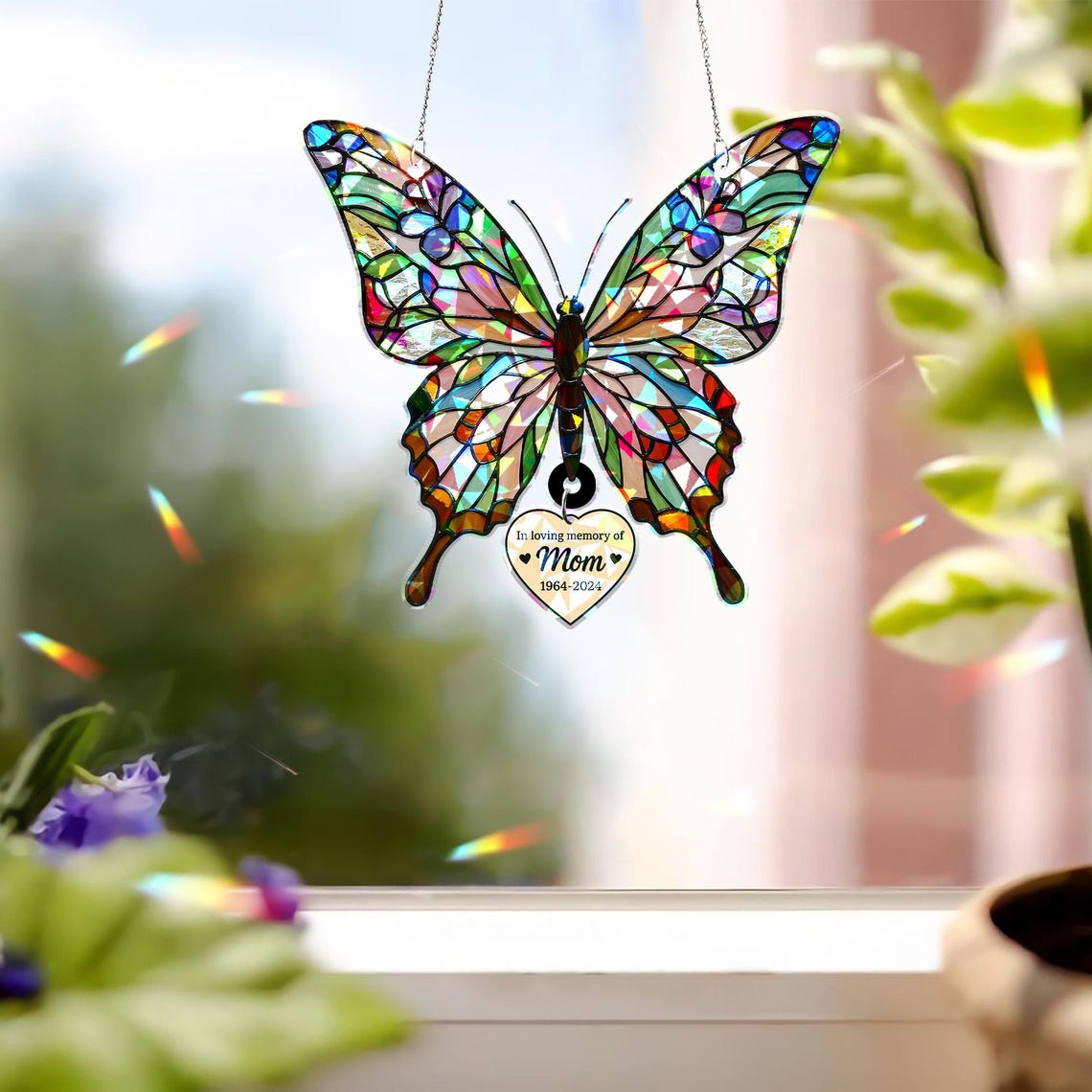 Holographic Butterfly Suncatcher Memorial Gift for Mom