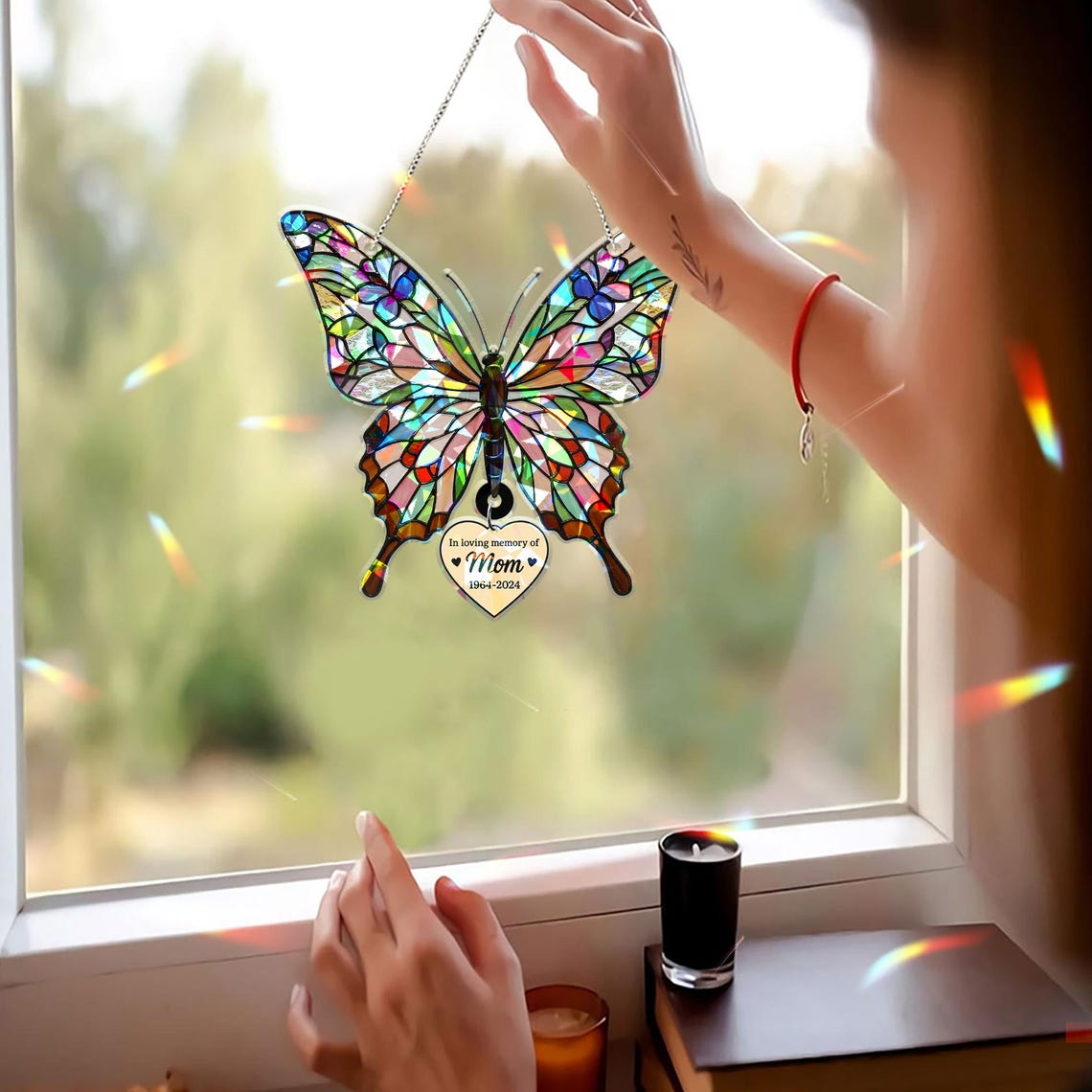 Holographic Butterfly Suncatcher Memorial Gift for Mom