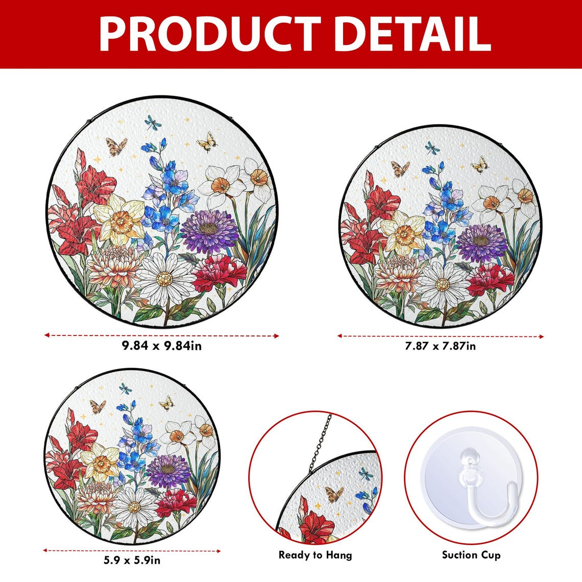 Personalized Grandmas Garden Birth Month Flower Stained Glass Suncatcher, Custom Moms Garden Hanging Art Decor, Mothers Day Gift for Grandma