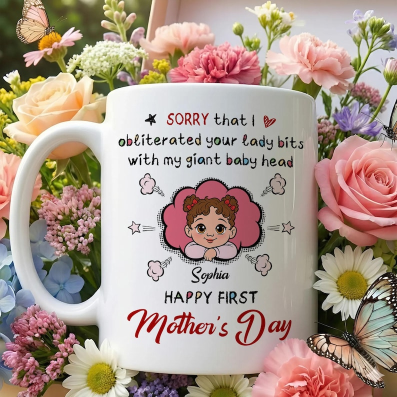 Personalized Mom Coffee Mug – Custom Name Gift for New Mom – First Mother’s Day, Valentine’s or Birthday Gift for Mama – Cute Family Keepsake Cup